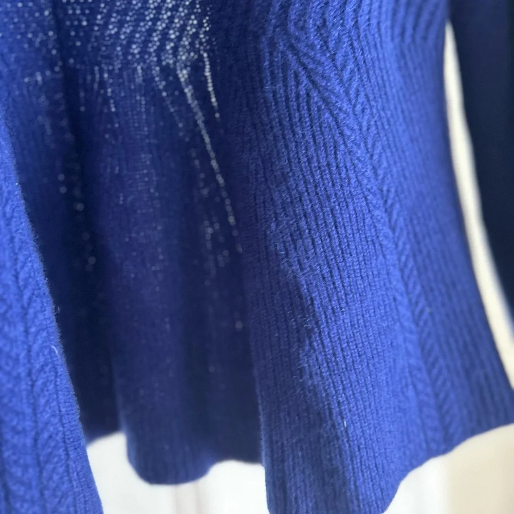 Isaac Mizrahi 100% cashmere Royal Blue Open Cardigan Size L - Picture 12 of 14